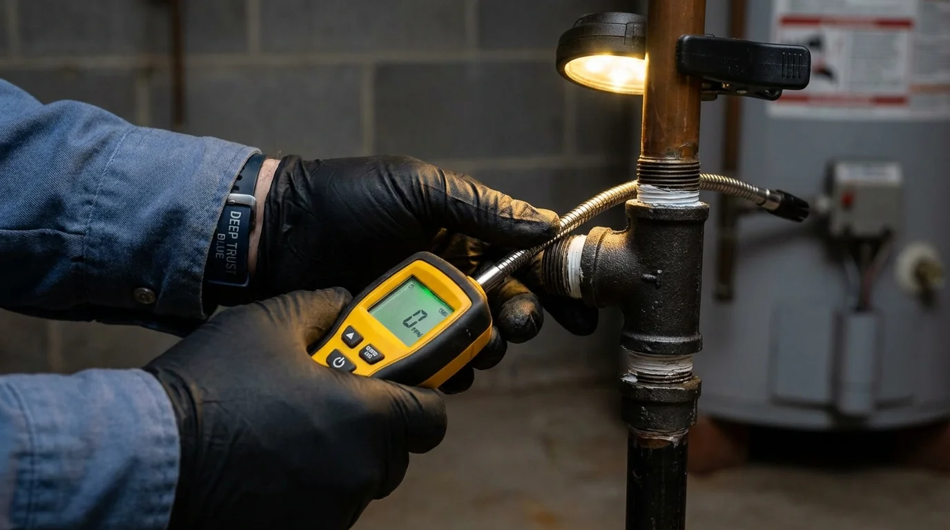Gas leak detection with electronic sniffer by Johns Plumbing LLC in Manistique