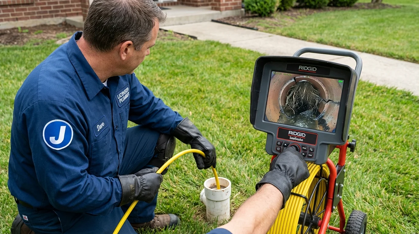 Sewer camera inspection being performed by Johns Plumbing LLC in Manistique