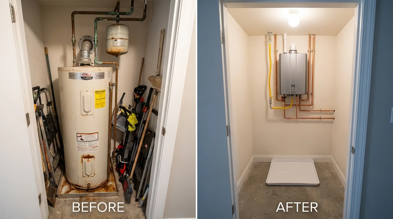 Tank water heater versus wall-mounted tankless unit comparison for Manistique, MI homeowners